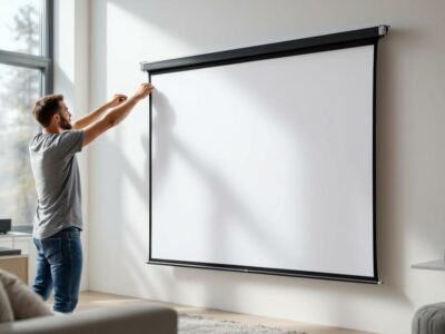 découvrez notre écran de projection enroulable, facile et rapide à installer, idéal pour toutes vos présentations et séances de cinéma à domicile.