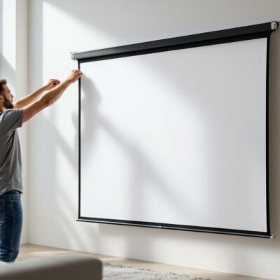 découvrez notre écran de projection enroulable, facile et rapide à installer, idéal pour toutes vos présentations et séances de cinéma à domicile.