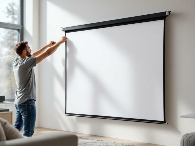 découvrez notre écran de projection enroulable, facile et rapide à installer, idéal pour toutes vos présentations et séances de cinéma à domicile.