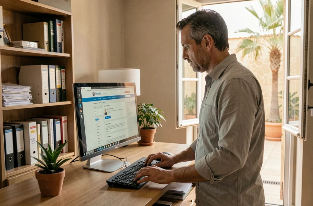 Un agent de la ville de Marseille consultant le service Connect sur son ordinateur de bureau à domicile pour gérer ses demandes de congés administratifs